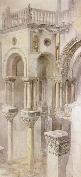 John Ruskin,HRWS The South Side of the Basilica fo St Mark's,Venice,Seen from the Loggia of the Doge's Palace (mk46) Norge oil painting art
